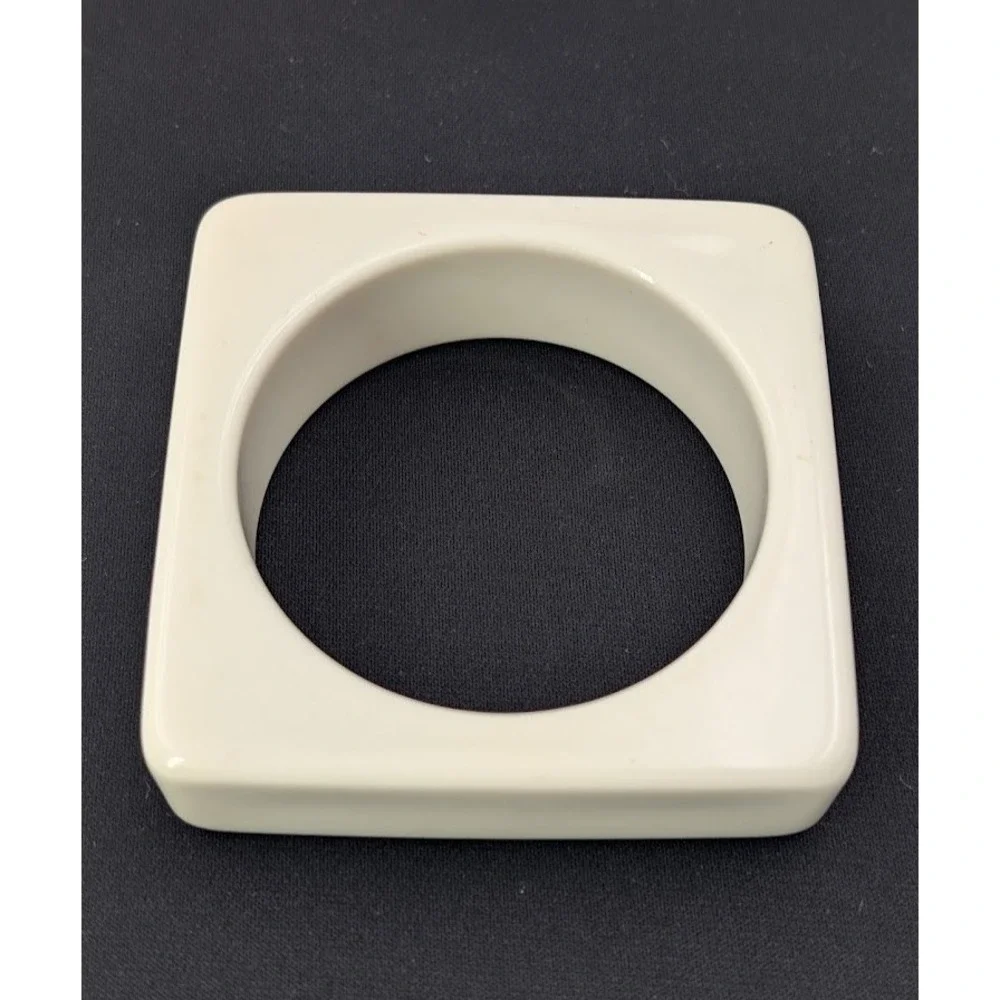 Vintage 80s Square‎ Bangle Bracelet Off White Chunky Geometric Statement